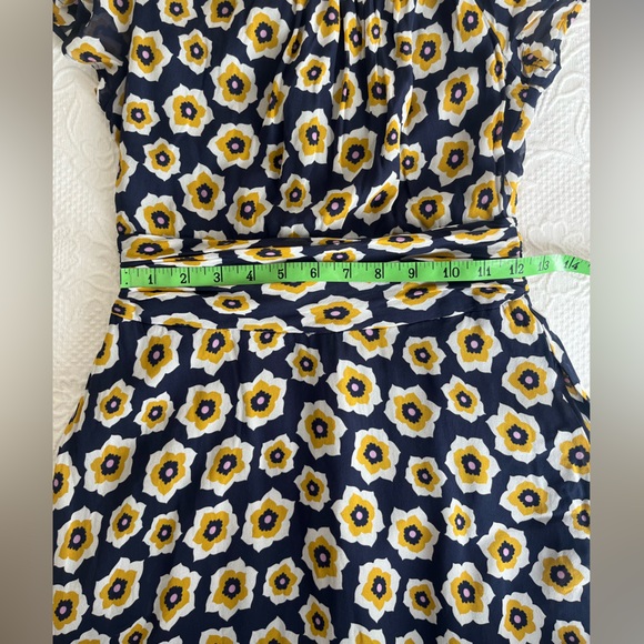 Boden Carey dress navy blue yellow flower floral print high neck silk zip up - Picture 14 of 16